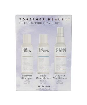 Out of Office travel hair care kit - shampoo, conditioner, leave-in conditioner